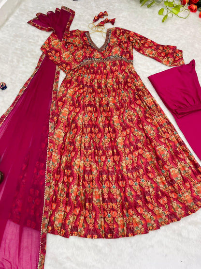 Beautiful Designer Party Wear Organza Taby Silk Gown