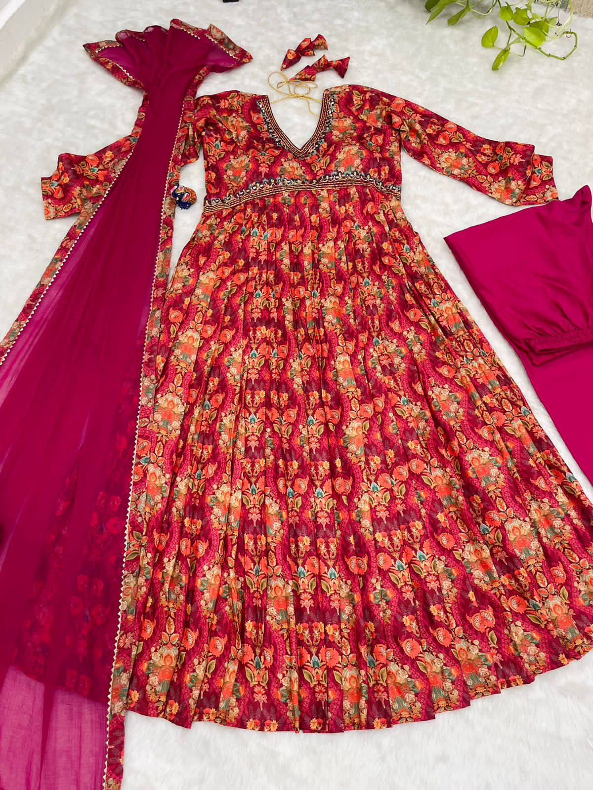 Beautiful Designer Party Wear Organza Taby Silk Gown