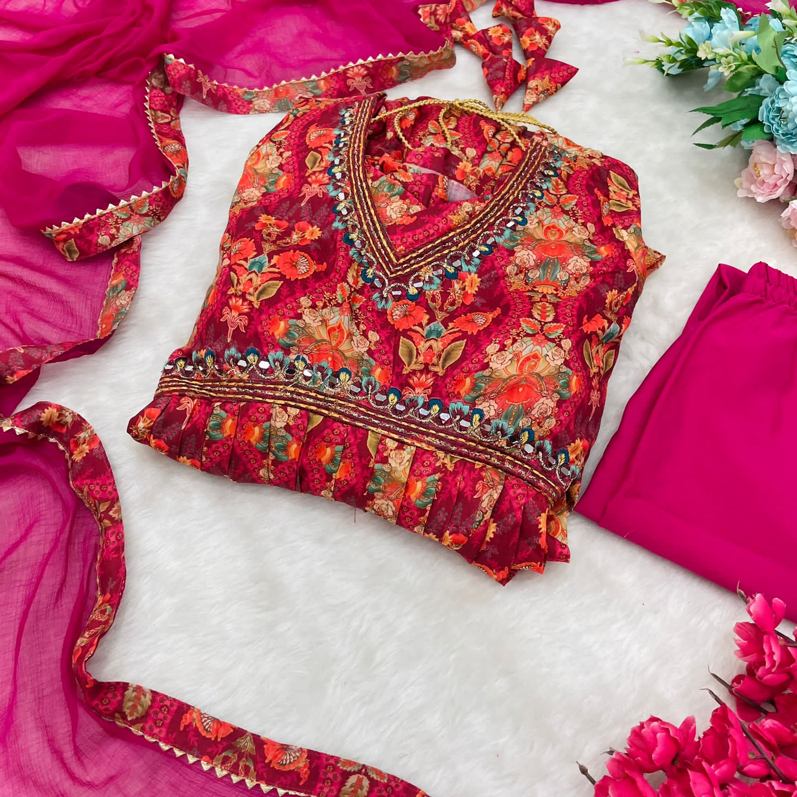 Beautiful Designer Party Wear Organza Taby Silk Gown