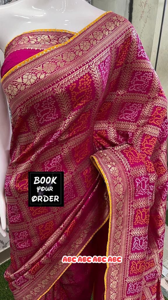 Beautiful Designer Pure Banarasi Bandhej Cottan Sarees