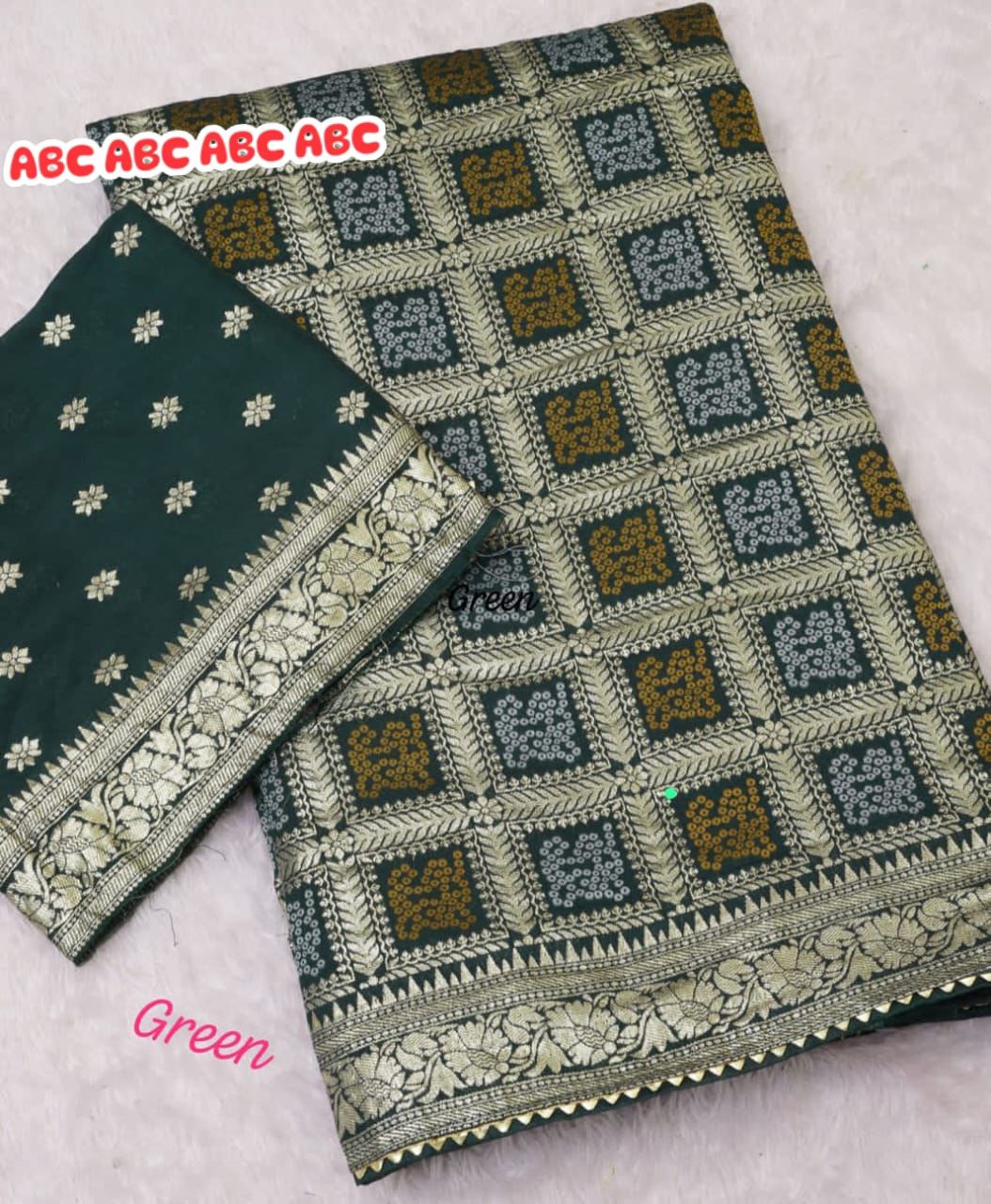 Beautiful Designer Pure Banarasi Bandhej Cottan Sarees