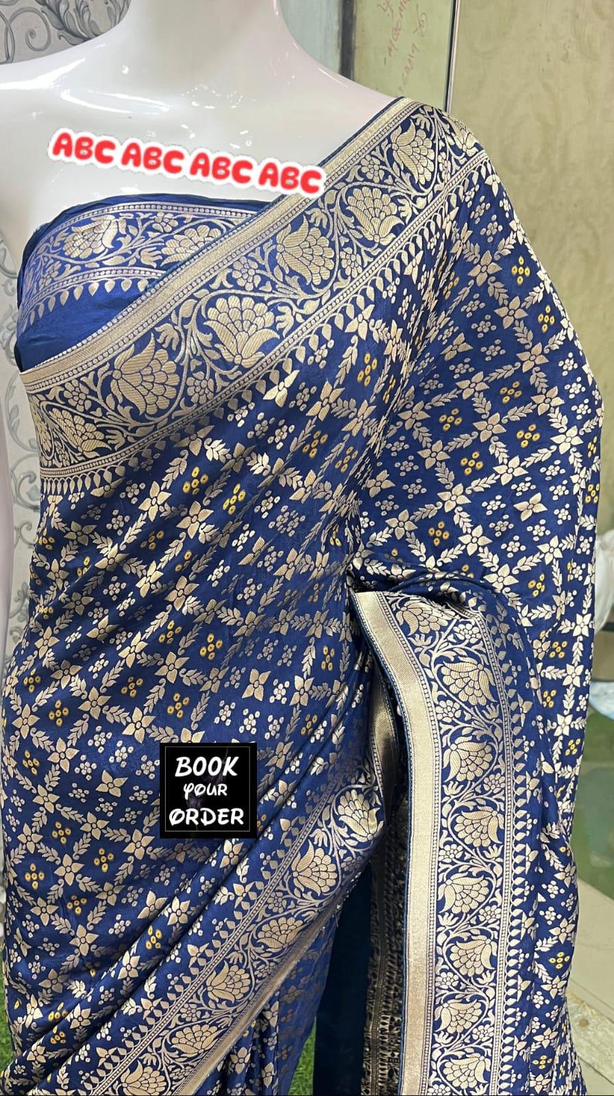 Beautiful Designer Pure Banarasi Bandhej Cottan Sarees