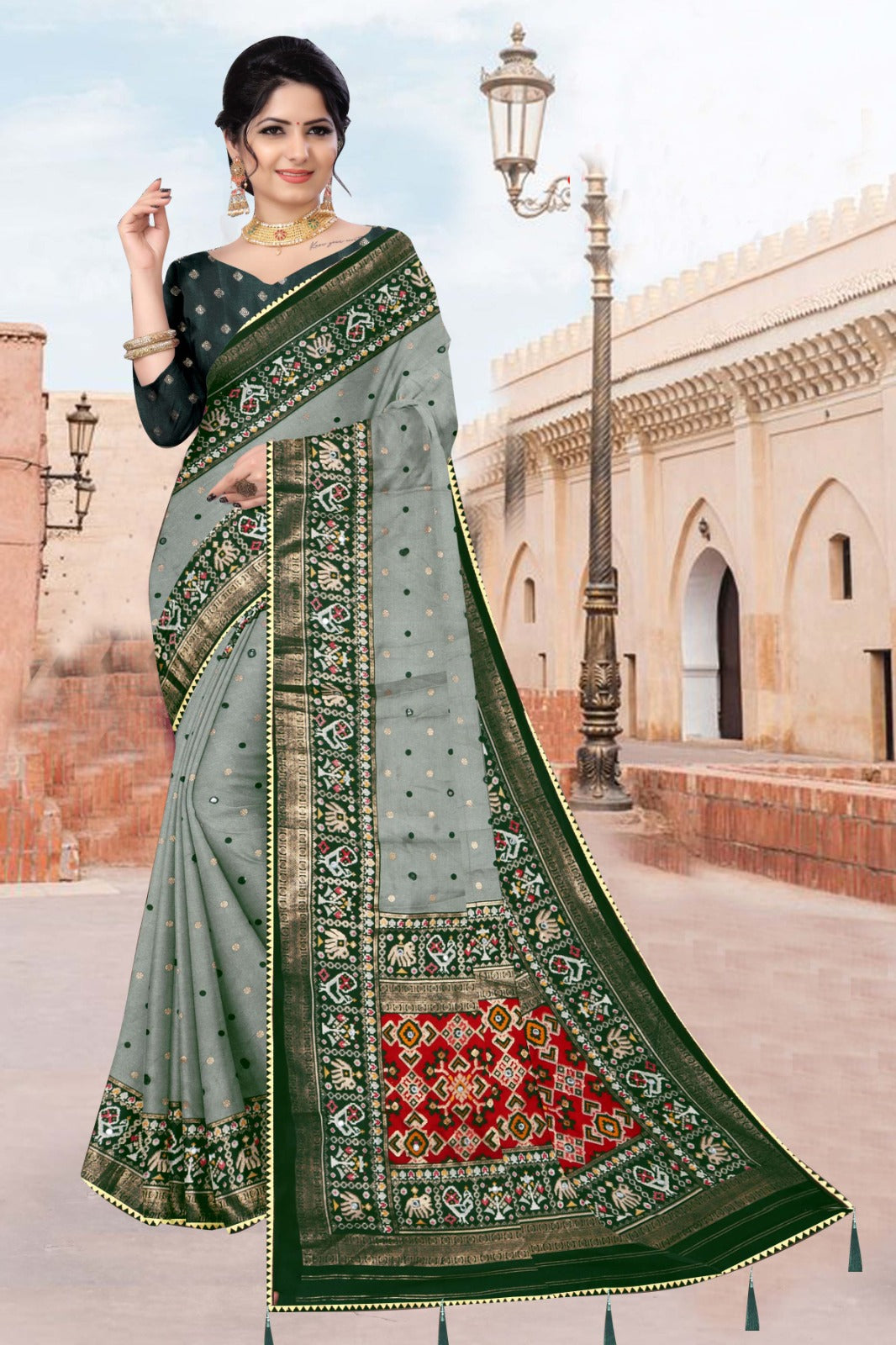 Beautiful Designer Pure Pashmina With Bandhani Print Saree