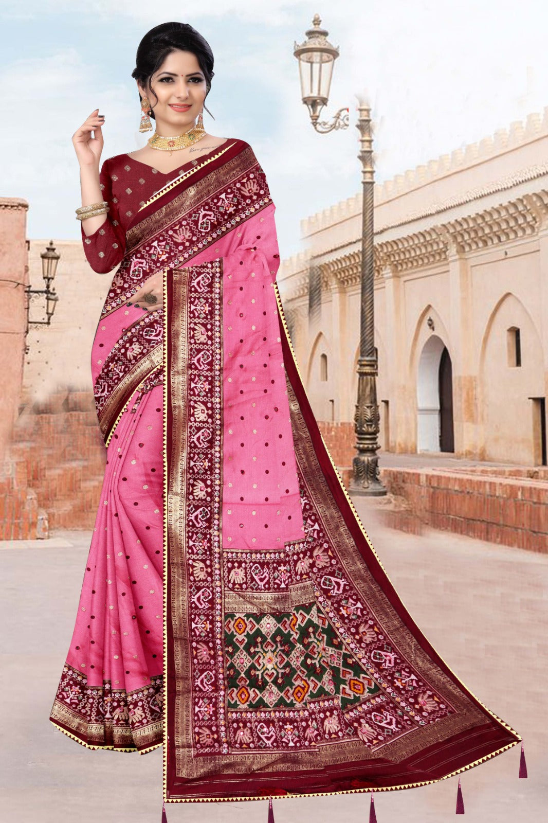 Beautiful Designer Pure Pashmina With Bandhani Print Saree