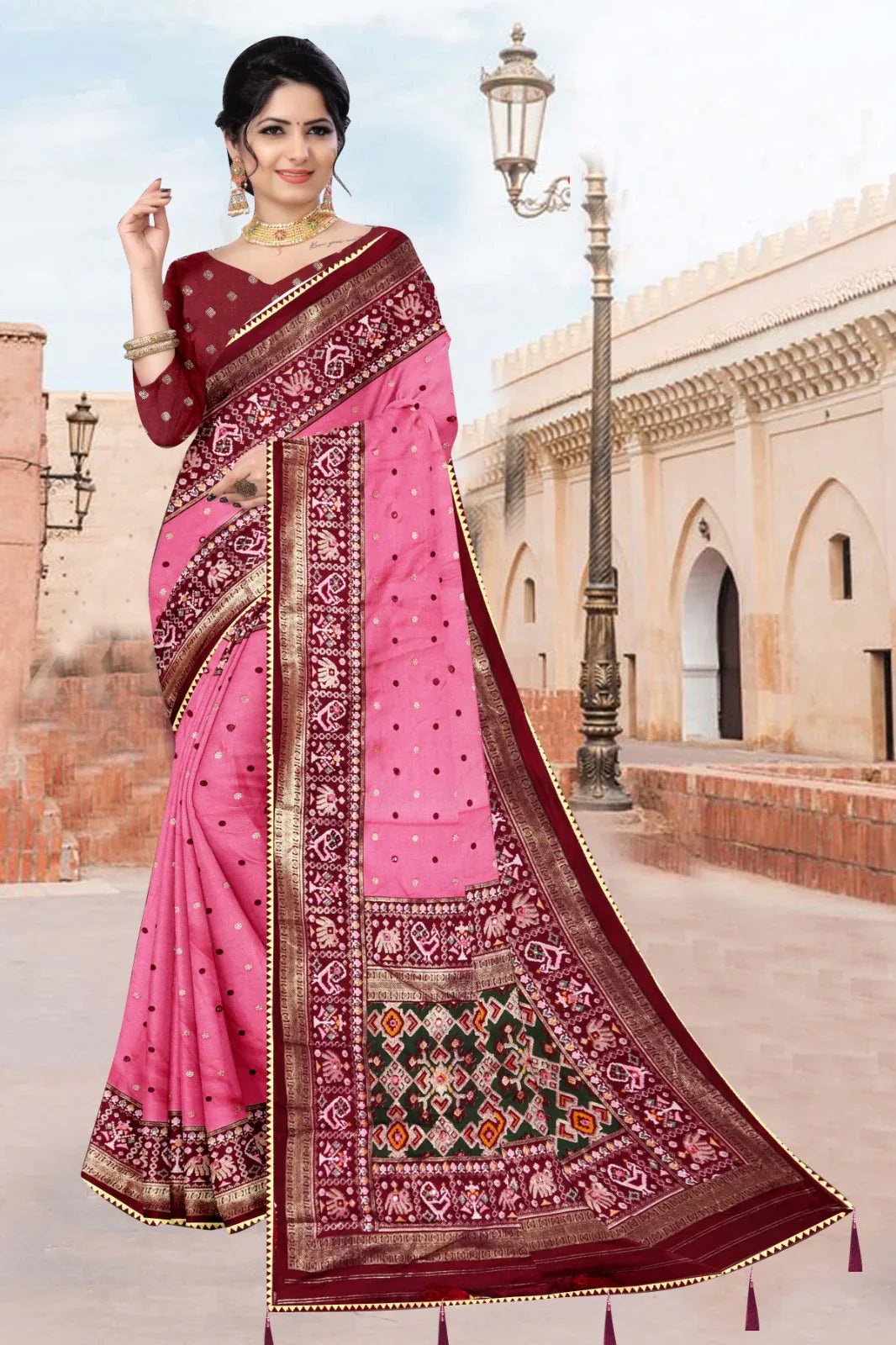 Beautiful Designer Pure Pashmina With Bandhani Print Saree