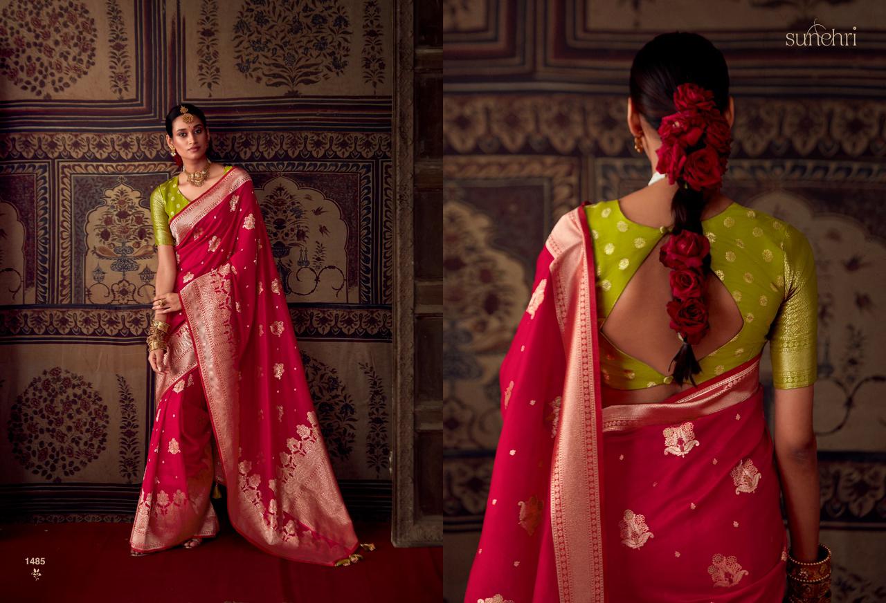 Party Wear Designer Sunehari Roopkala Banarasi Crepe Georgette Saree