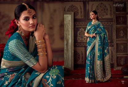 Party Wear Designer Sunehari Roopkala Banarasi Crepe Georgette Saree
