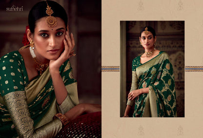 Party Wear Designer Sunehari Roopkala Banarasi Crepe Georgette Saree