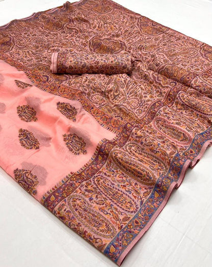Party Wear Designer Kqaalib Silk Heavy Kashmiri Handloom Saree