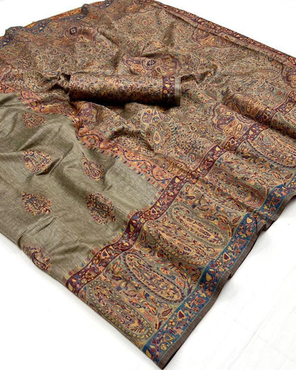 Party Wear Designer Kqaalib Silk Heavy Kashmiri Handloom Saree