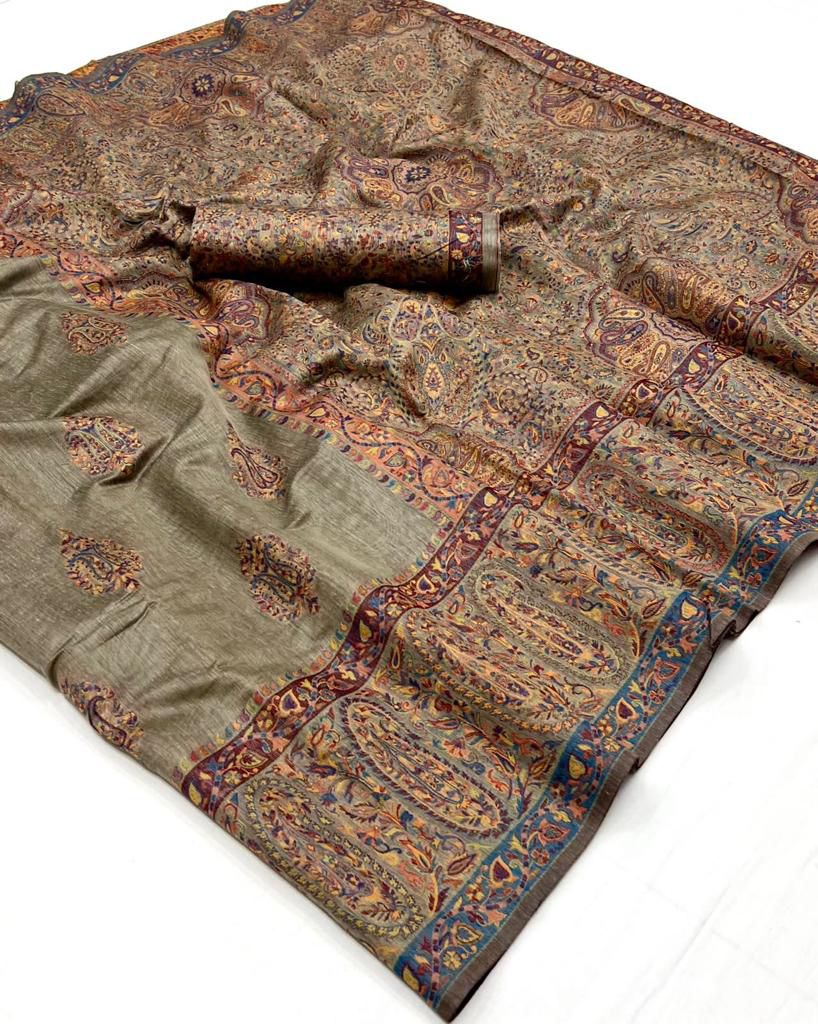 Party Wear Designer Kqaalib Silk Heavy Kashmiri Handloom Saree