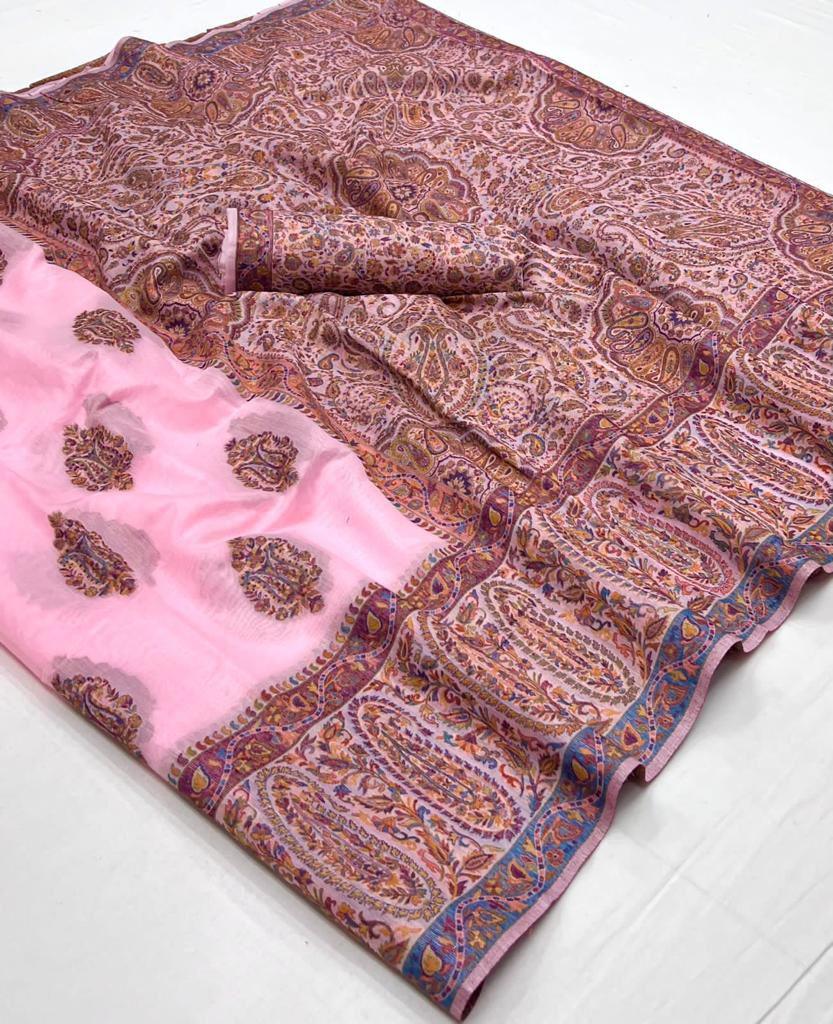 Party Wear Designer Kqaalib Silk Heavy Kashmiri Handloom Saree