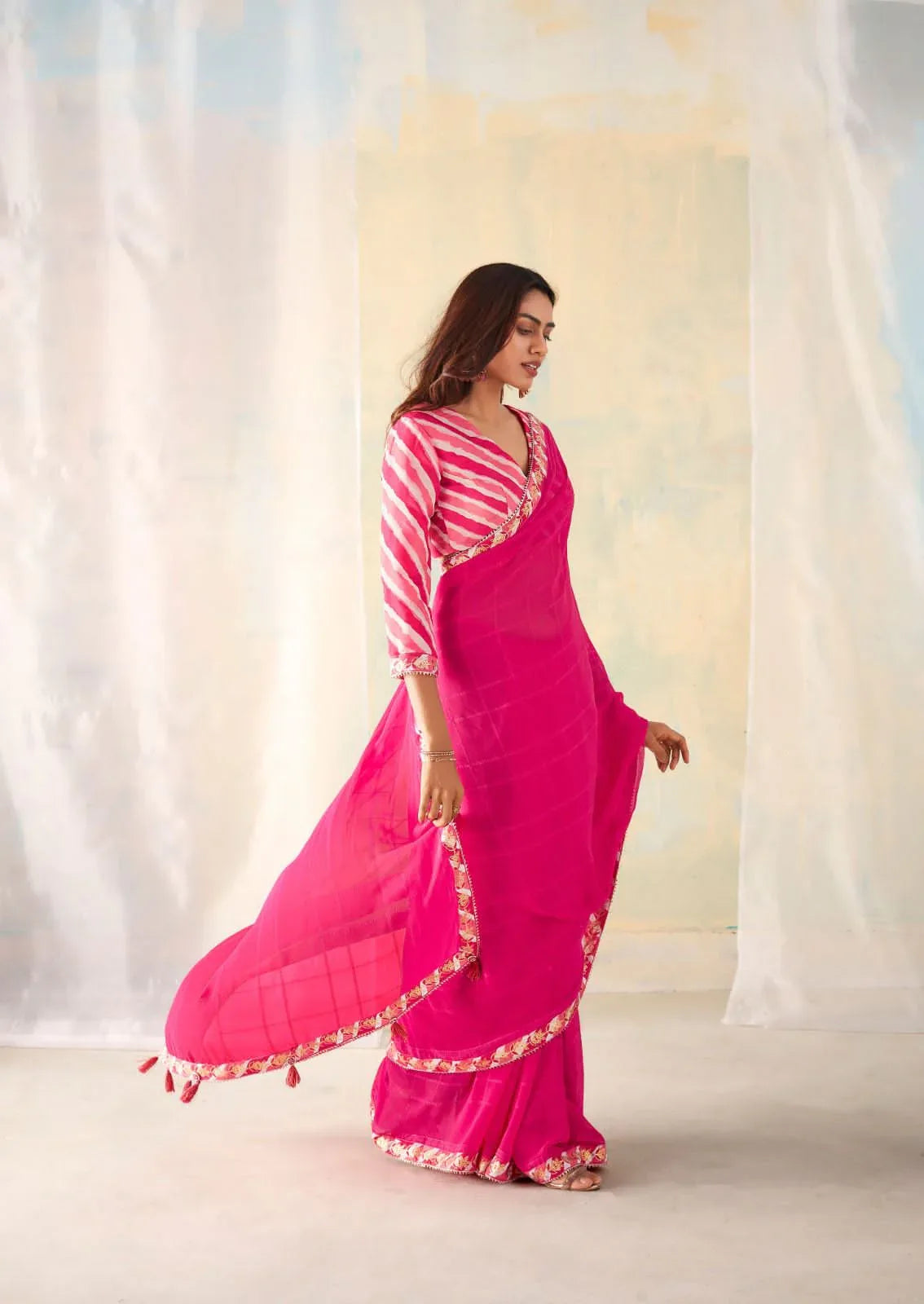 Beautiful Designer Party Wear Saadi Georgette Print Saree