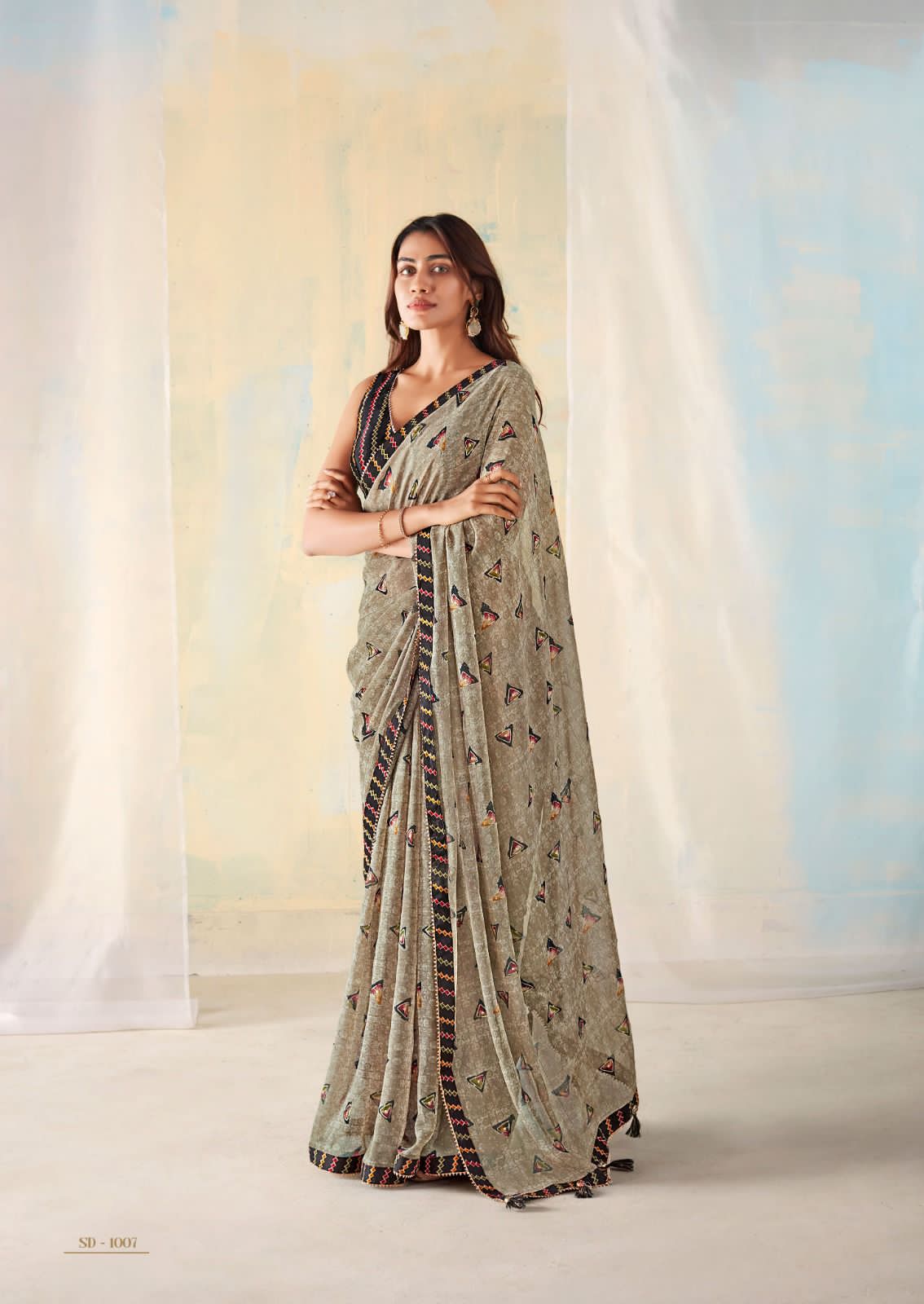 Beautiful Designer Party Wear Saadi Georgette Print Saree