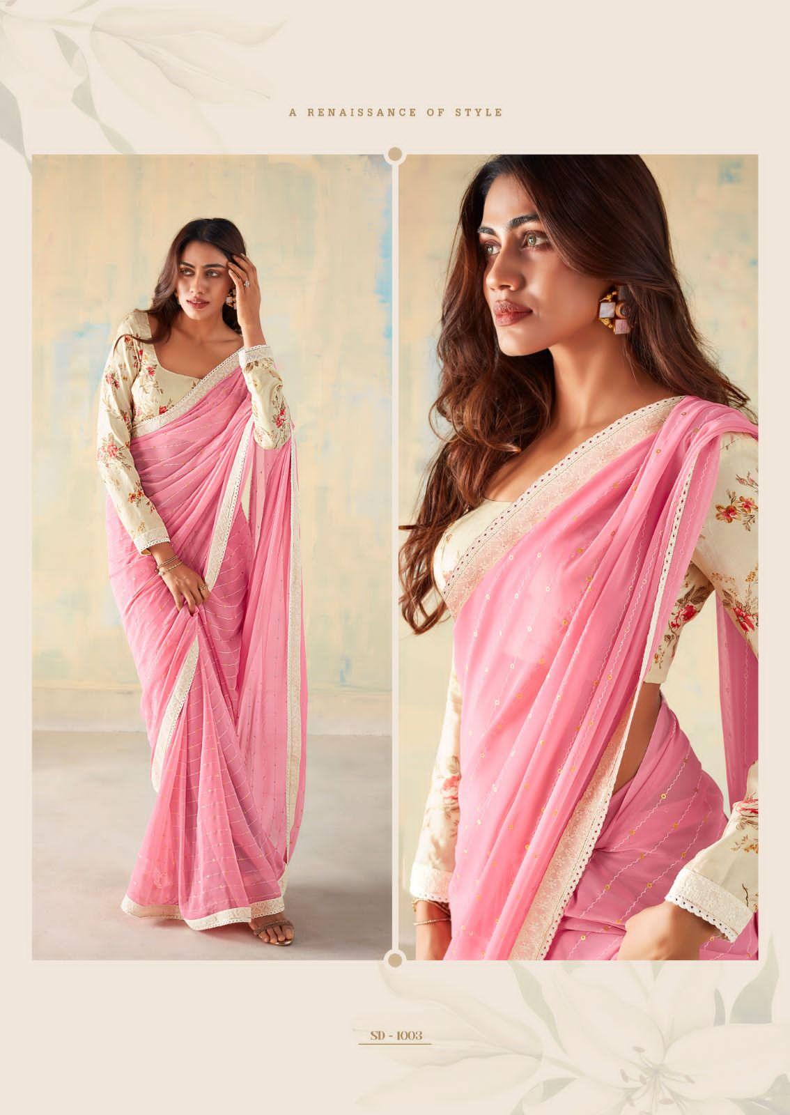 Beautiful Designer Party Wear Saadi Georgette Print Saree