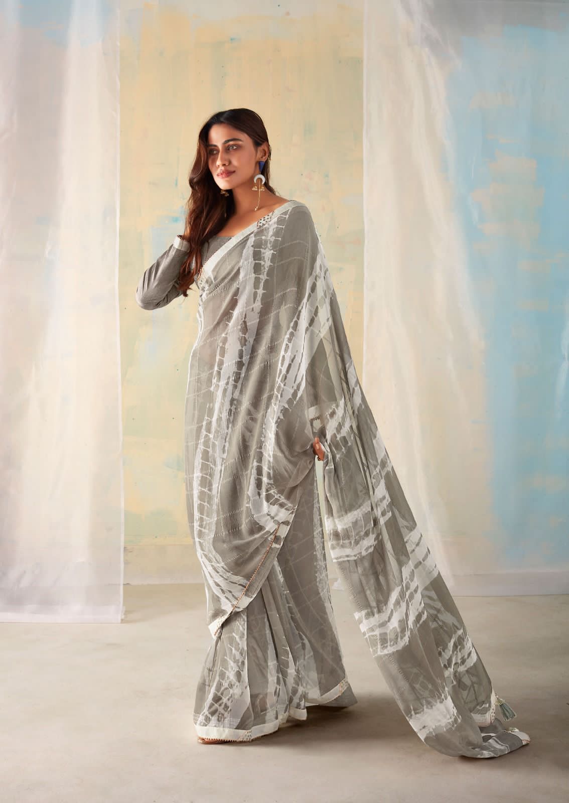 Beautiful Designer Party Wear Saadi Georgette Print Saree