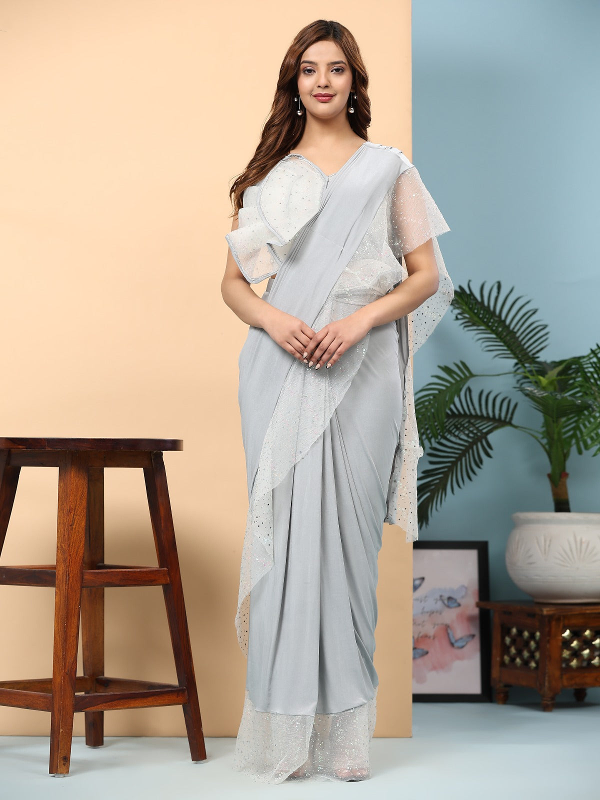 Beautiful Designer Soft Imported Ready To Wear Saree