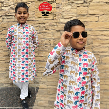 Beautiful Designer Kids Printed Kurta Payjama