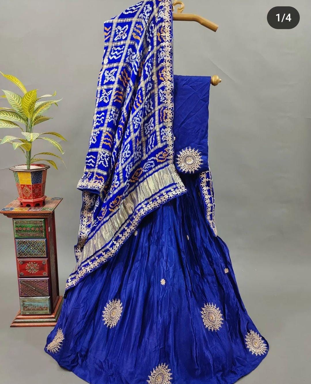 Beautiful Designer Rajasthani Pure Gaji Silk Hand Gota Patti Work Lehenga Choli