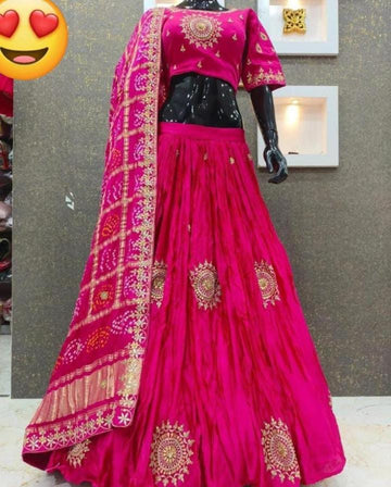 Beautiful Designer Rajasthani Pure Gaji Silk Hand Gota Patti Work Lehenga Choli