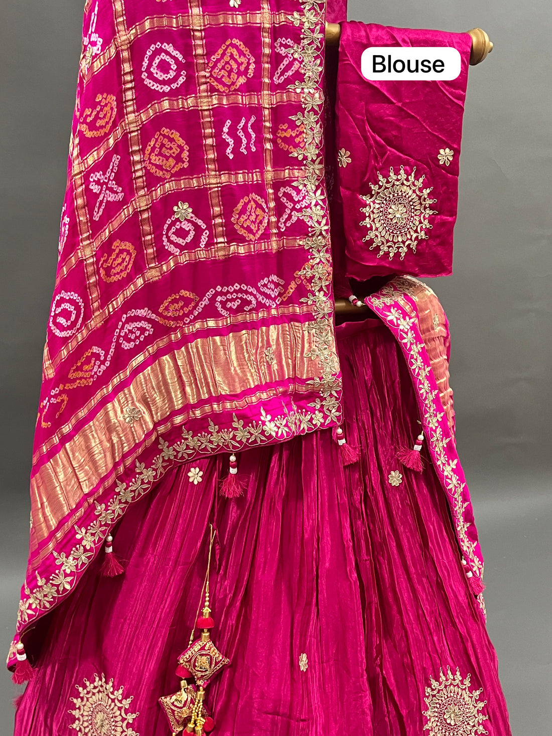 Beautiful Designer Rajasthani Pure Gaji Silk Hand Gota Patti Work Lehenga Choli