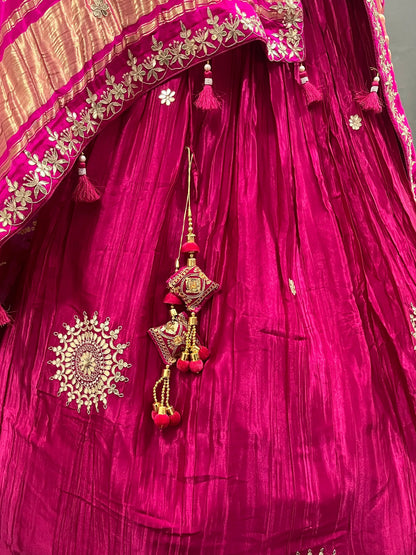 Beautiful Designer Rajasthani Pure Gaji Silk Hand Gota Patti Work Lehenga Choli