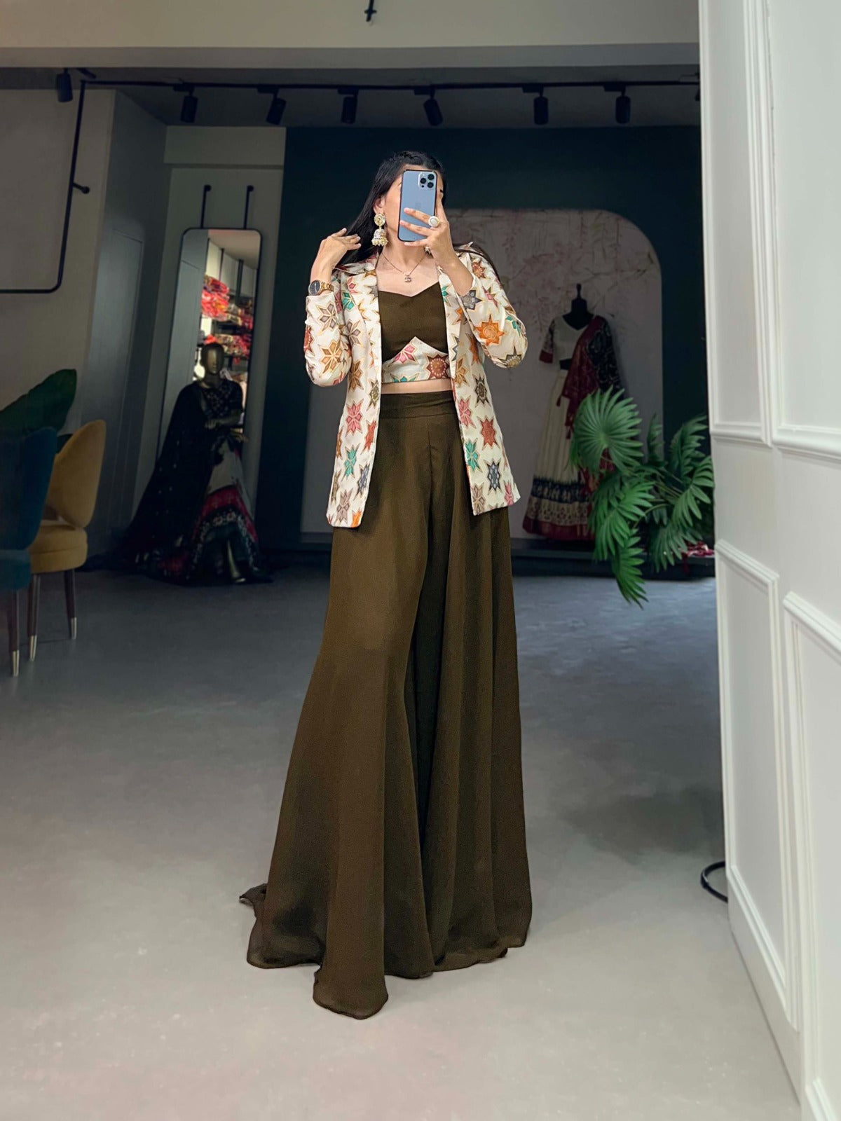 Beautiful Designer Party Wear Georgette Plazzo With Shrug Set