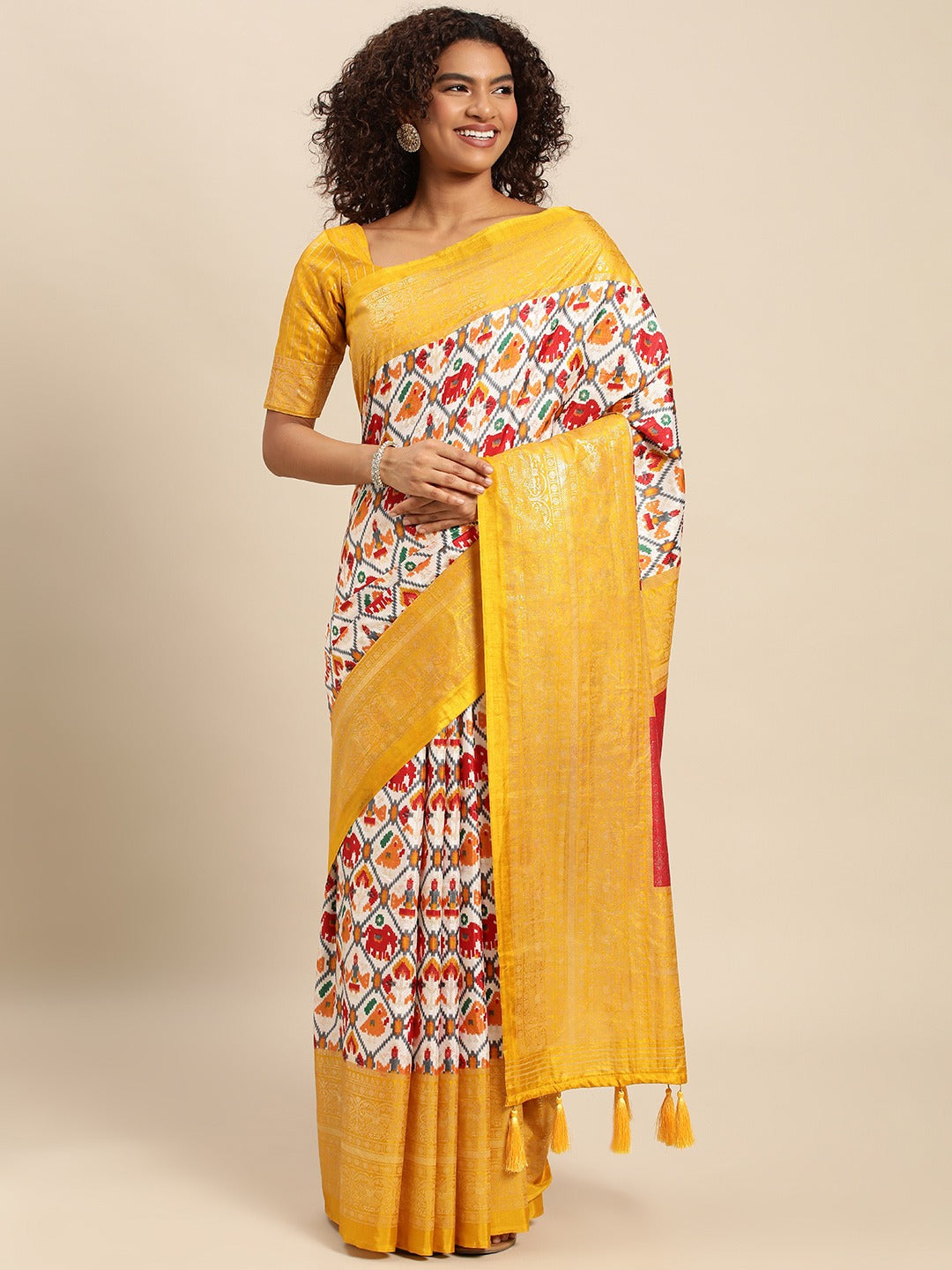 Beautiful Designer Pure Dola Silk Patola Print Sarees