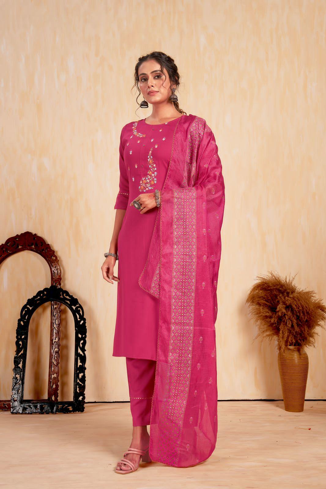 Beautiful Designer Party Wear Punjabi Style Hetaali Reyon Salwar Suit