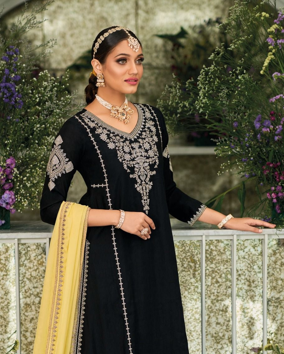 Beautiful Designer Party Wear Black white Salwar Suit
