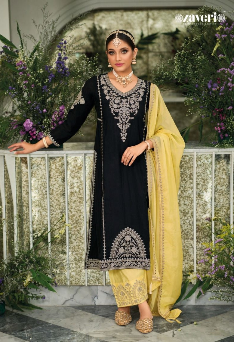 Beautiful Designer Party Wear Black white Salwar Suit