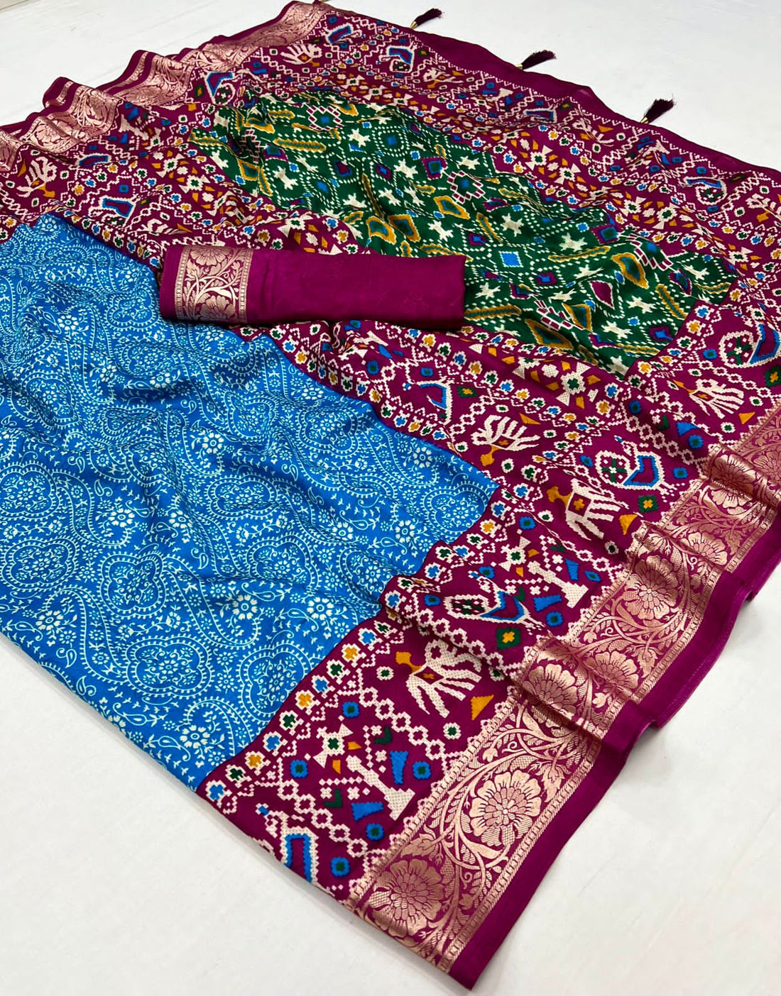 Beautiful Designer Pure Rath Velwet Tusser Silk Saree