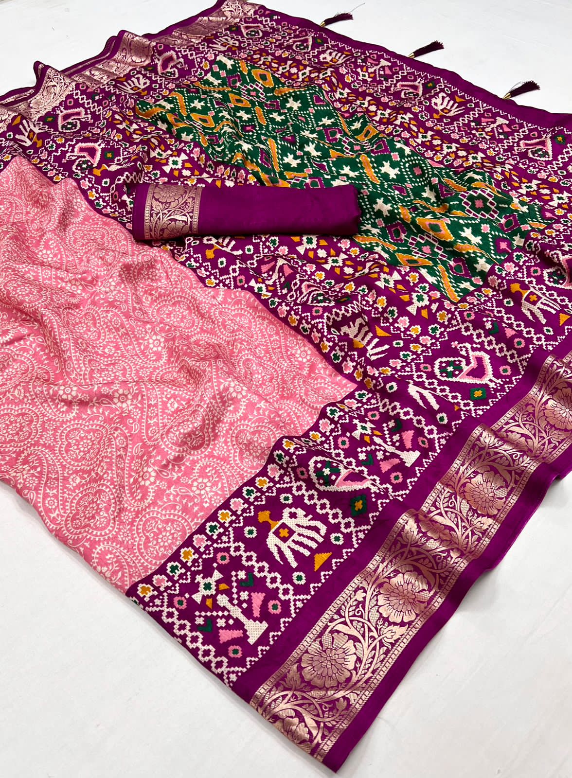 Beautiful Designer Pure Rath Velwet Tusser Silk Saree