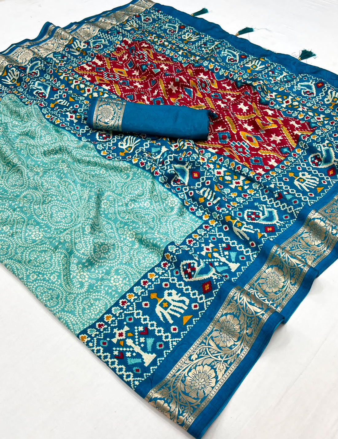 Beautiful Designer Pure Rath Velwet Tusser Silk Saree