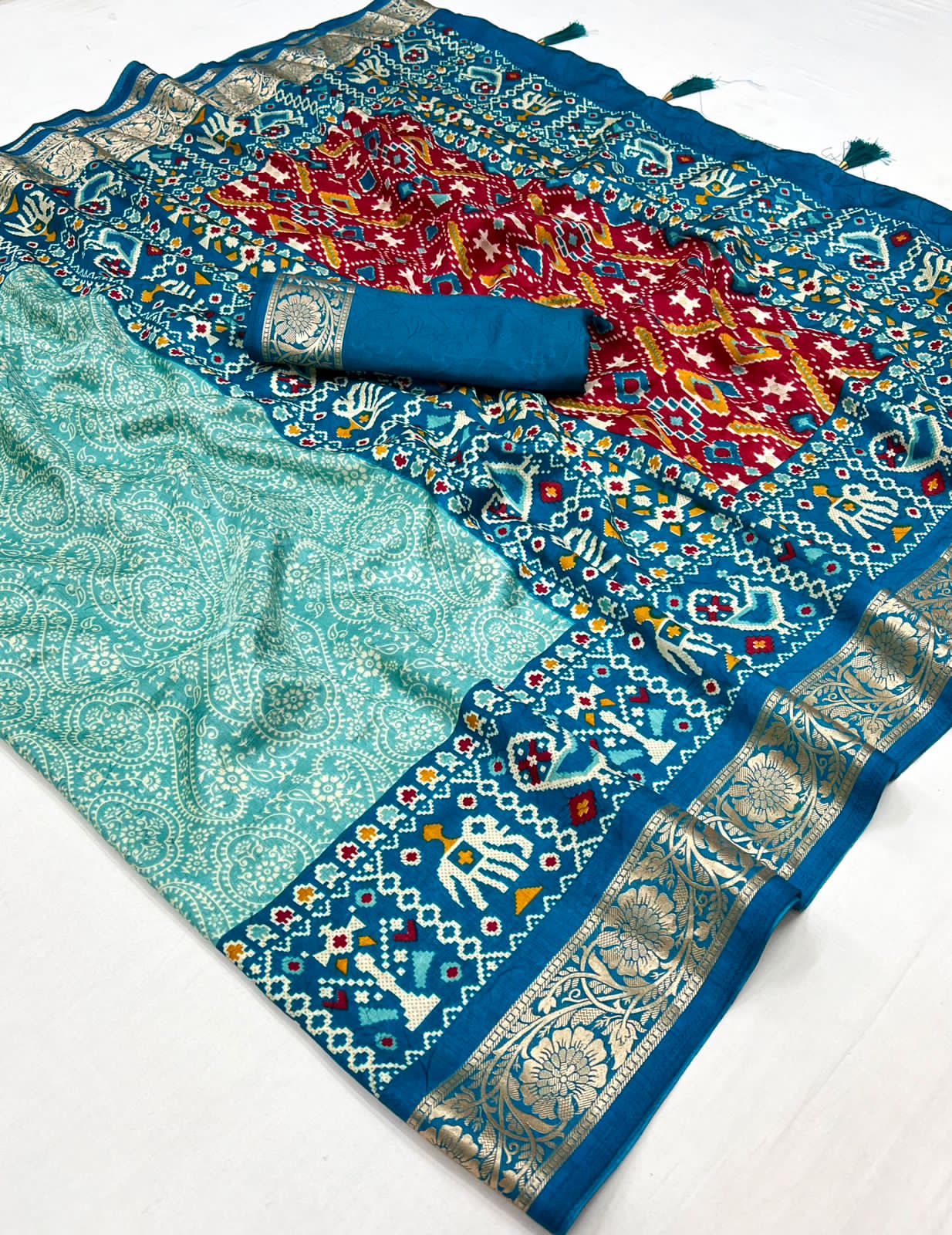 Beautiful Designer Pure Rath Velwet Tusser Silk Saree