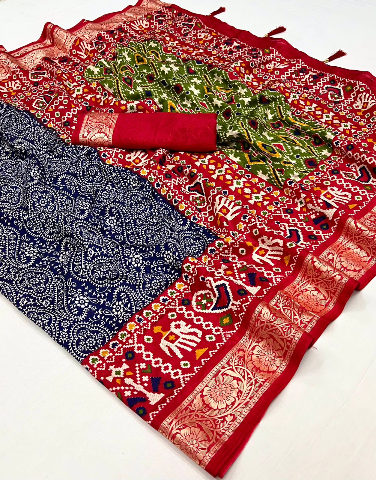 Beautiful Designer Pure Rath Velwet Tusser Silk Saree