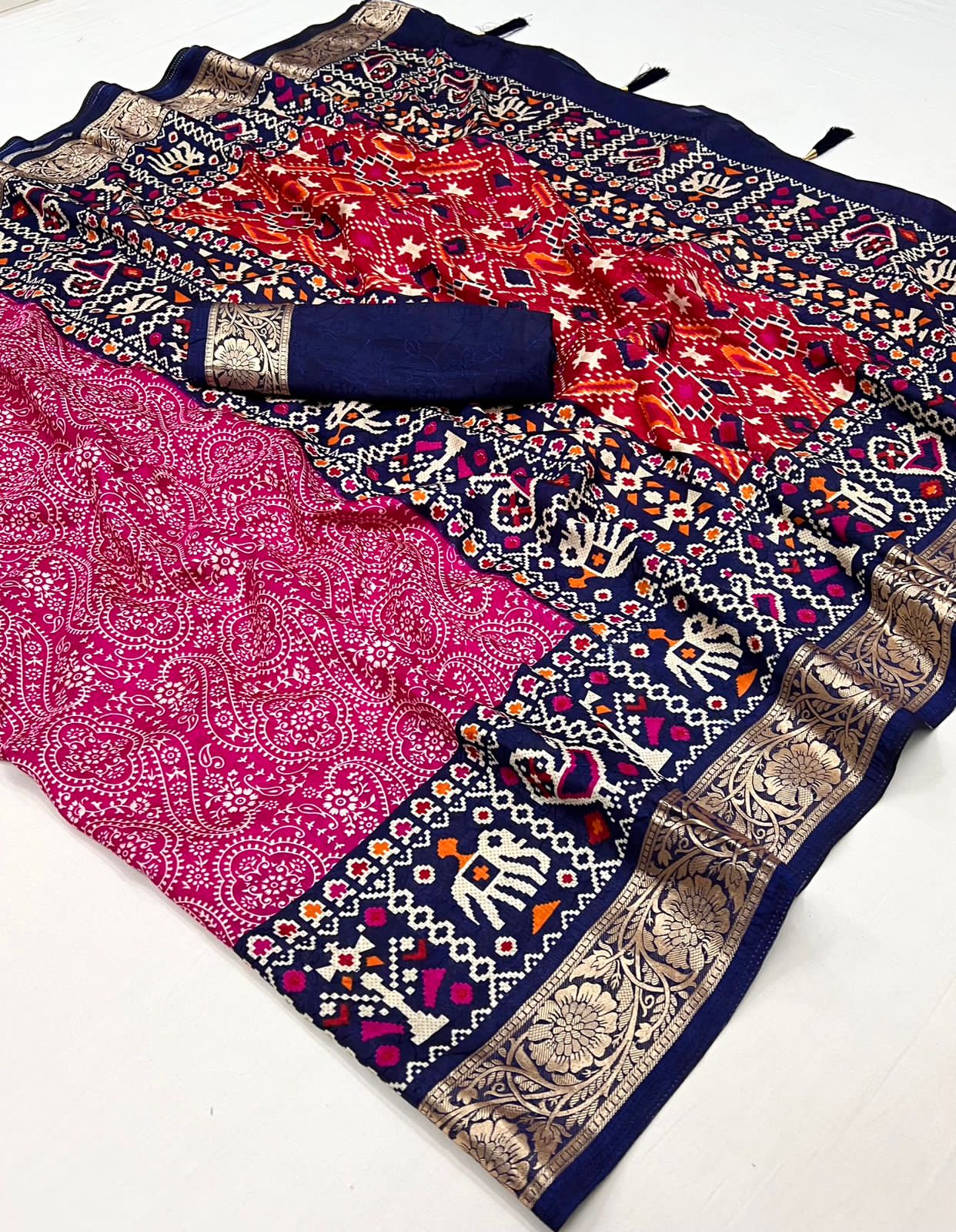 Beautiful Designer Pure Rath Velwet Tusser Silk Saree