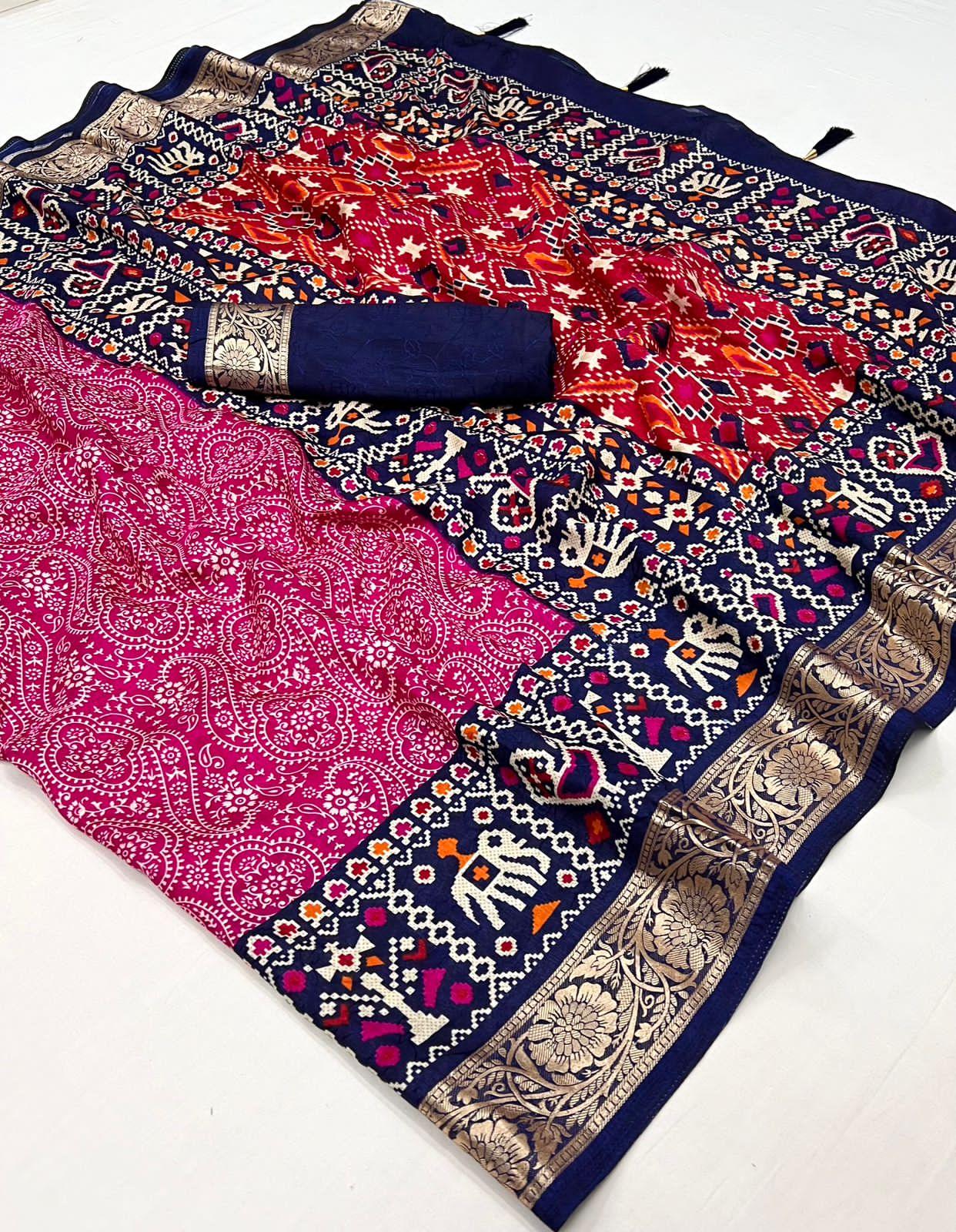 Beautiful Designer Pure Rath Velwet Tusser Silk Saree