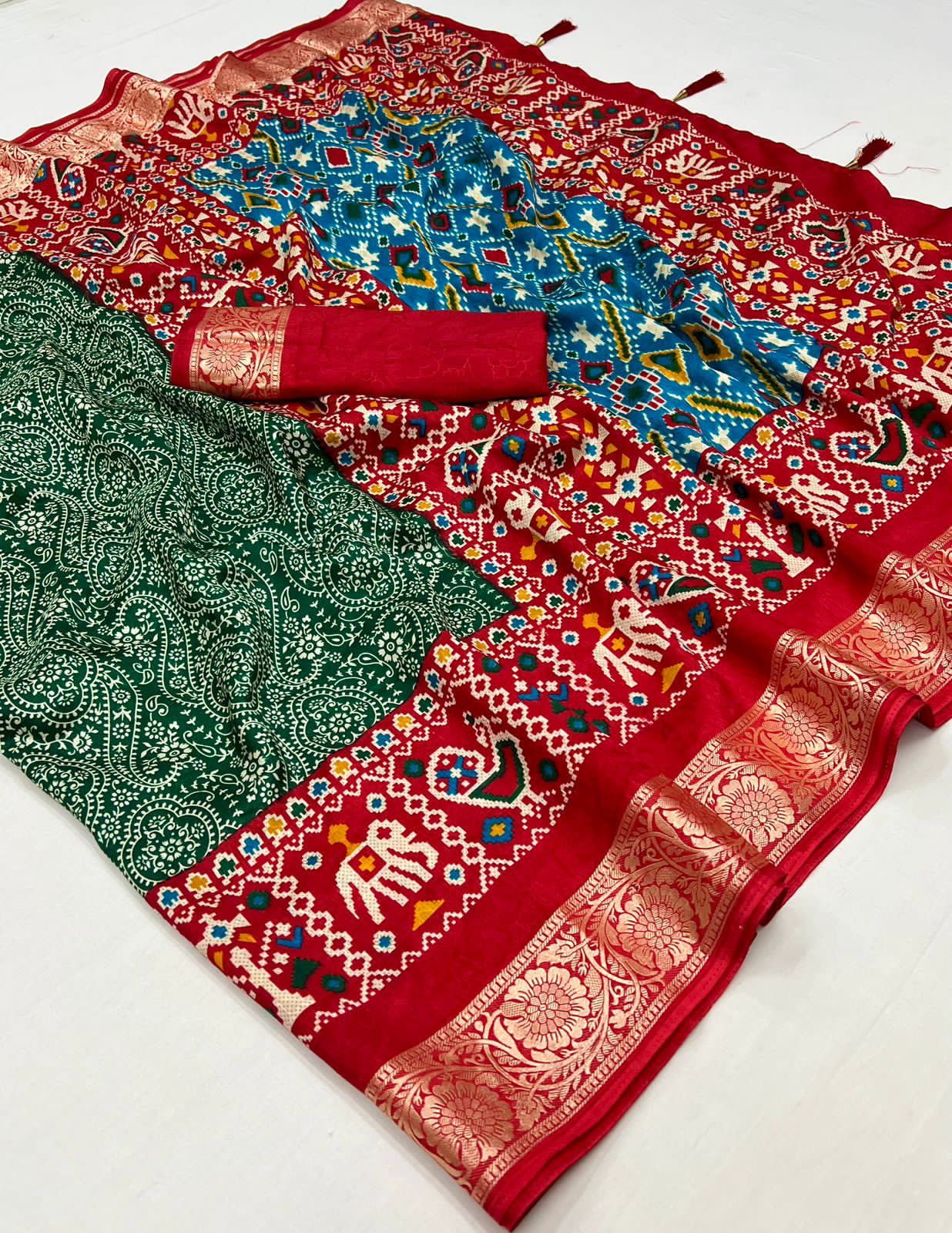 Beautiful Designer Pure Rath Velwet Tusser Silk Saree