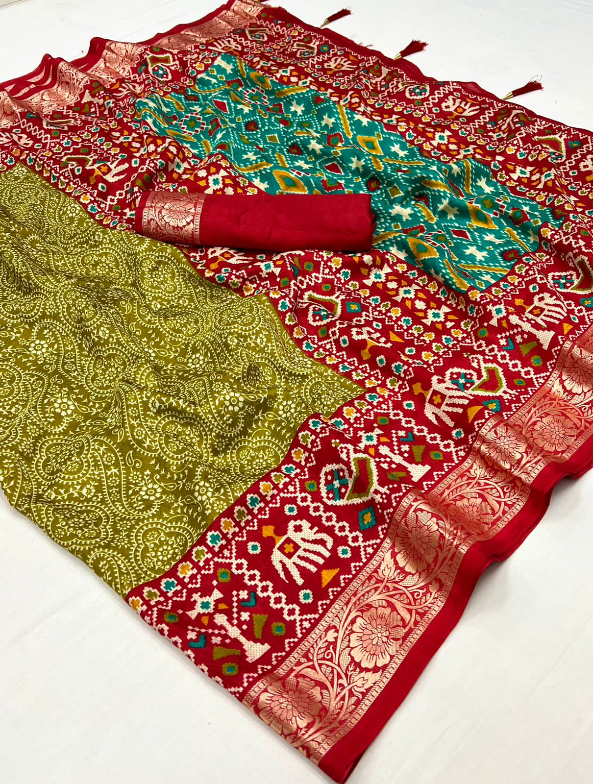 Beautiful Designer Pure Rath Velwet Tusser Silk Saree