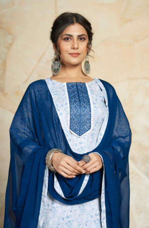 Beautiful Designer Party Wear Punjabi Style Aishwarya Cotton Blend Salwar Suit
