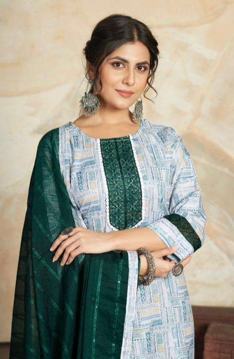 Beautiful Designer Party Wear Punjabi Style Aishwarya Cotton Blend Salwar Suit