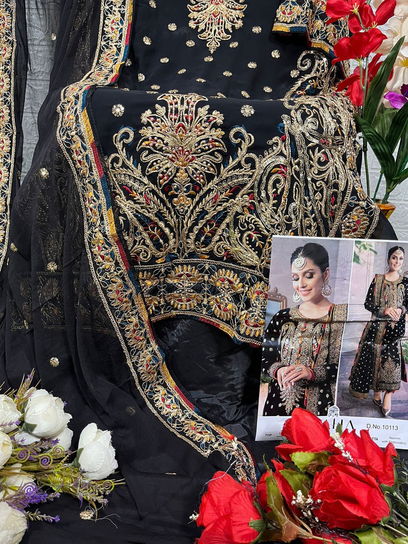 Zaha Designer Heavy Embroidered Georgette Suit D.No10113