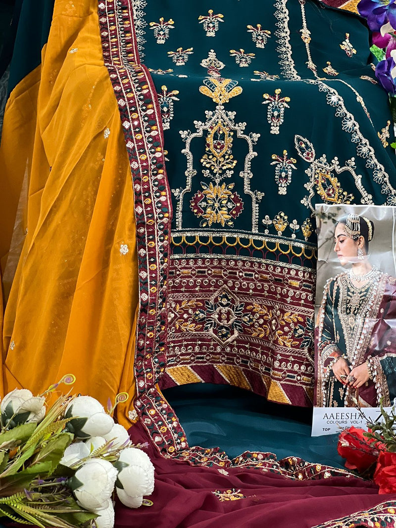 Zaha Designer Bridal Wear Heavy Embroidered Pakistani Suit D.No.10112-A