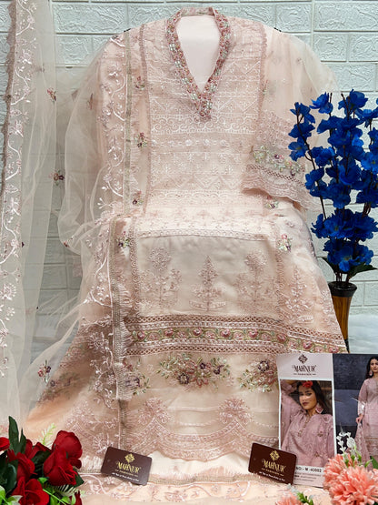 Mahnur Designer Pakistani Bridal Wear Heavy Organza Salwar Suit D.No.M-43002