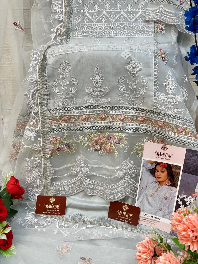 Mahnur Designer Pakistani Bridal Wear Heavy Organza Salwar Suit D.No.M-43001