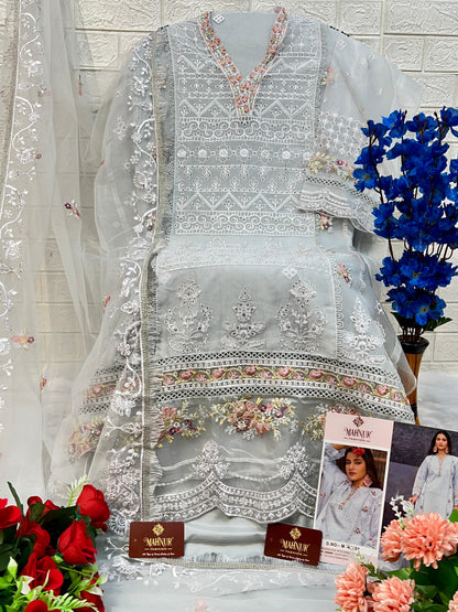 Mahnur Designer Pakistani Bridal Wear Heavy Organza Salwar Suit D.No.M-43001