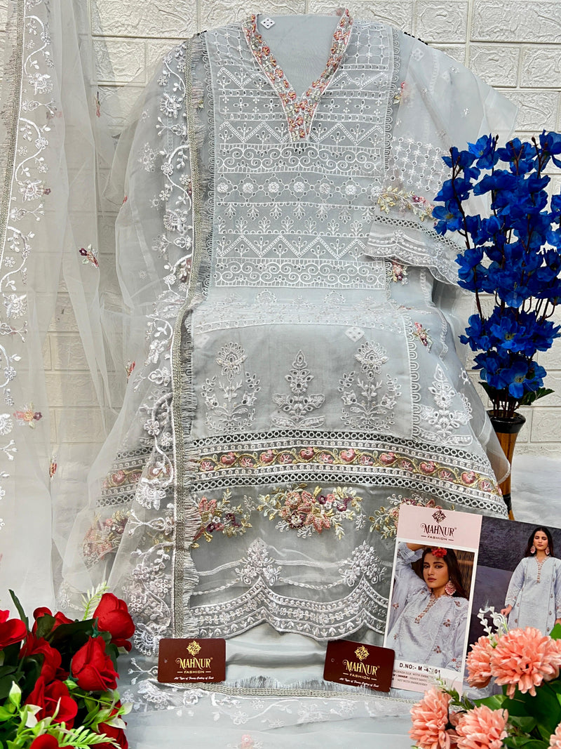 Mahnur Designer Pakistani Bridal Wear Heavy Organza Salwar Suit D.No.M-43001