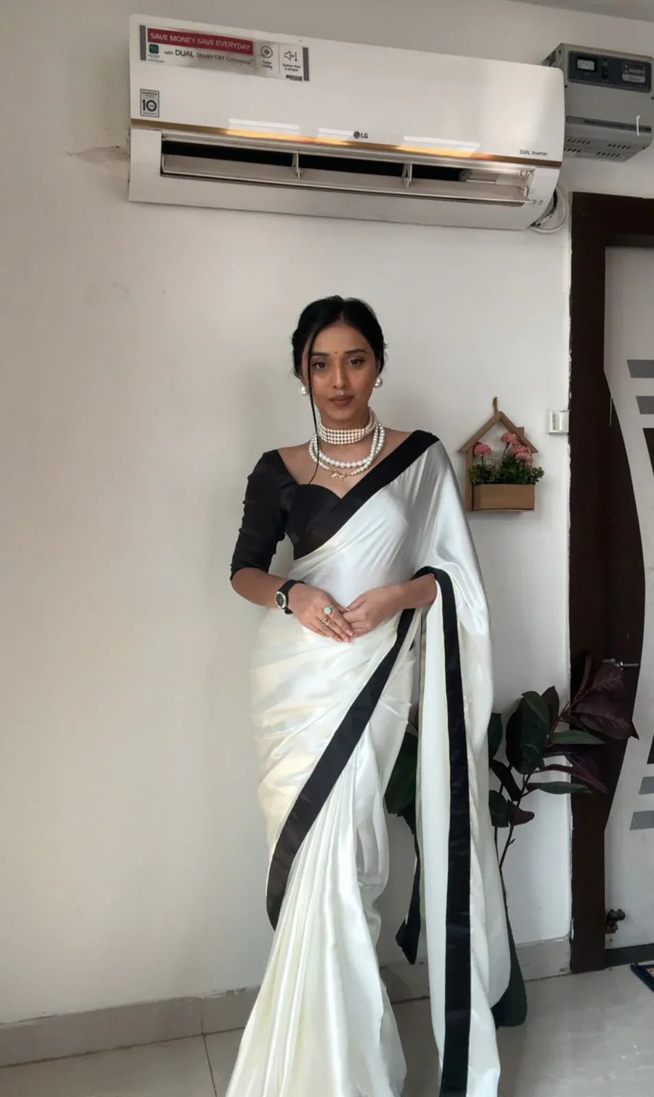 Beautiful Designer Ready To Wear 1 Minutes Satin Saree