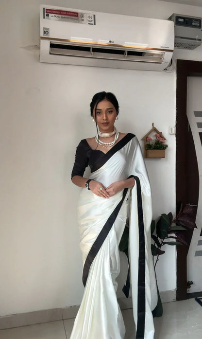 Beautiful Designer Ready To Wear 1 Minutes Satin Saree